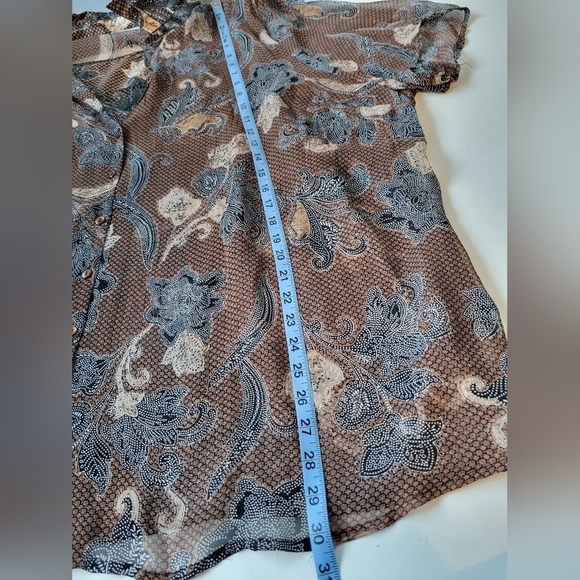 Avenue Twofer Silk Blend Paisley Blouse Brown Size 30/32 - Picture 7 of 11